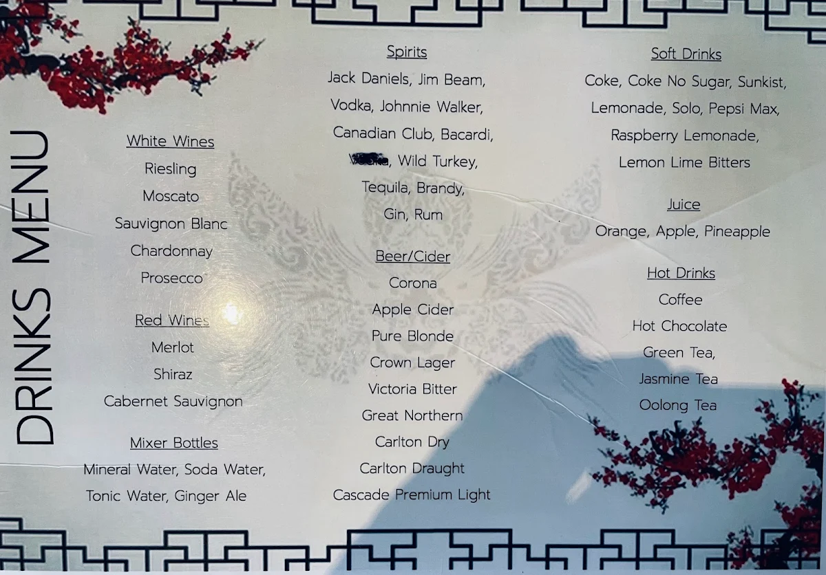Menu, Lantern Palace