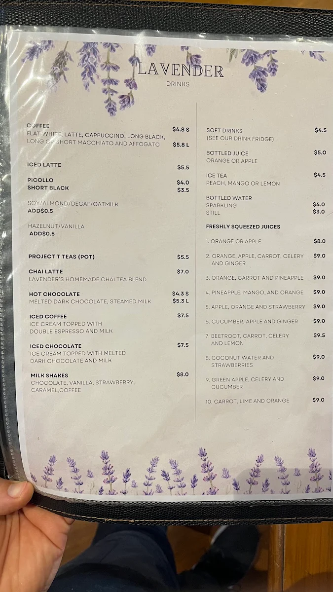 Menu, Lavender Cafe & Bakery