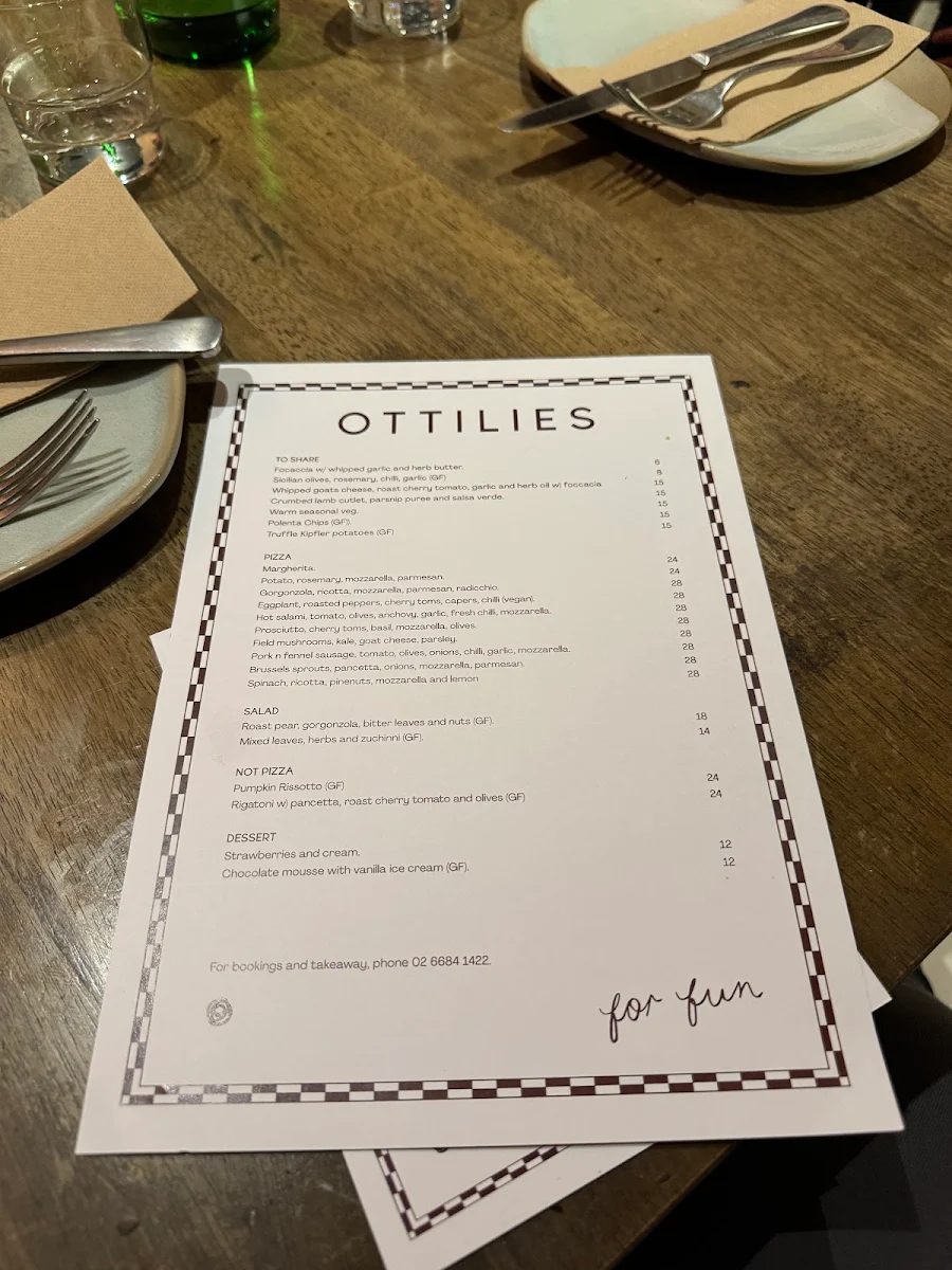 Menu, Ottilies