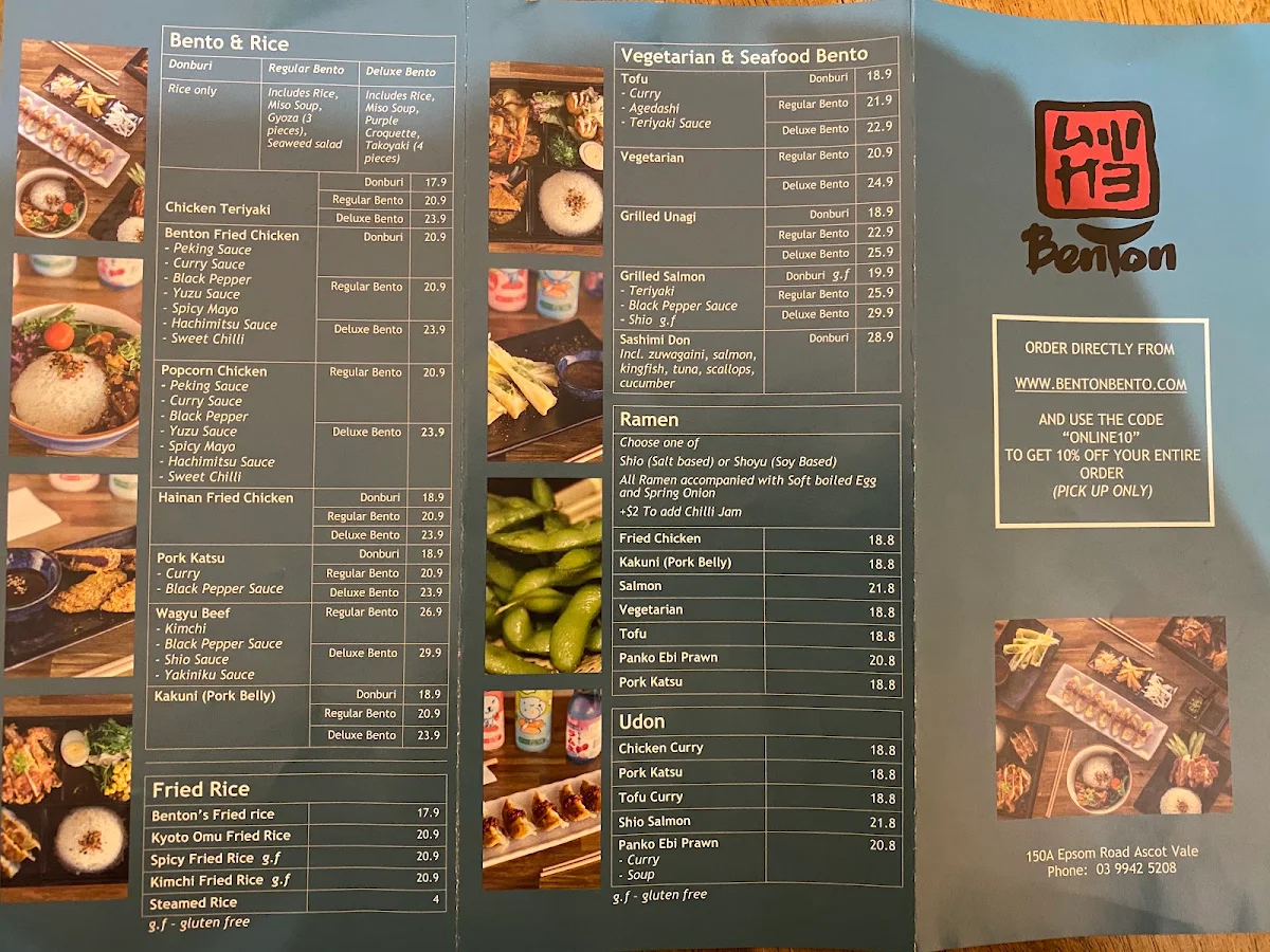 Menu, Benton Bento