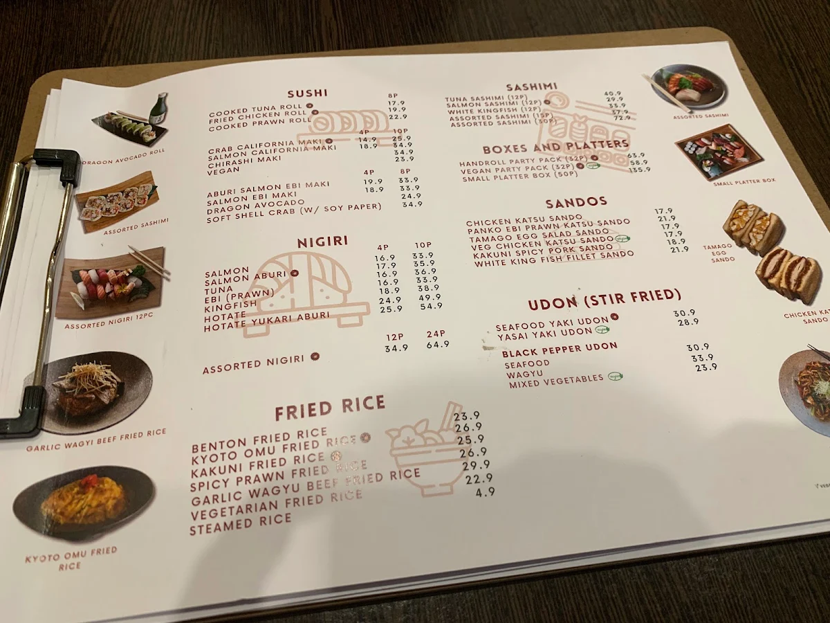 Menu, Benton Bento