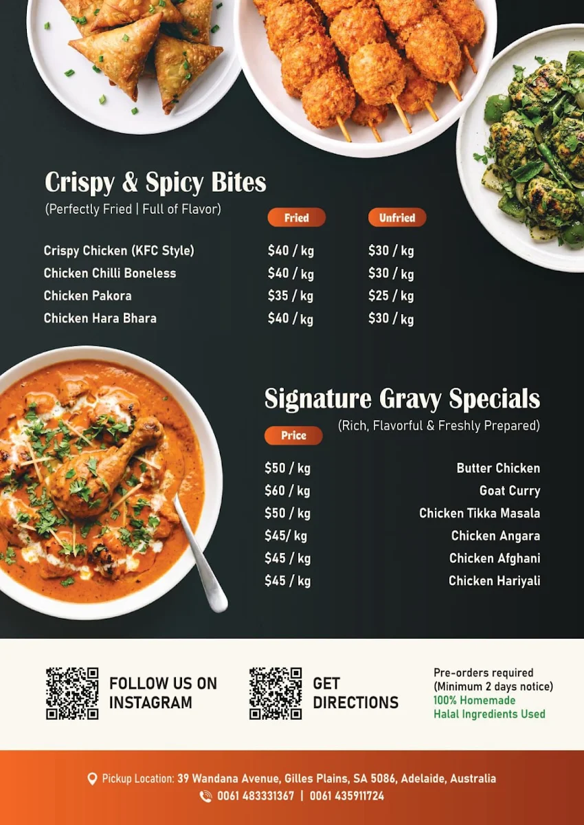 Menu, Sophi’s Kitchen