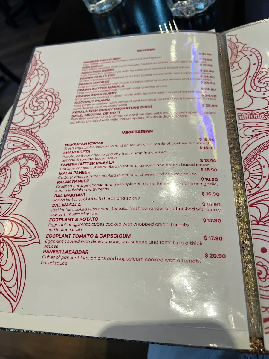 Menu, Monash Curry n Tandoor