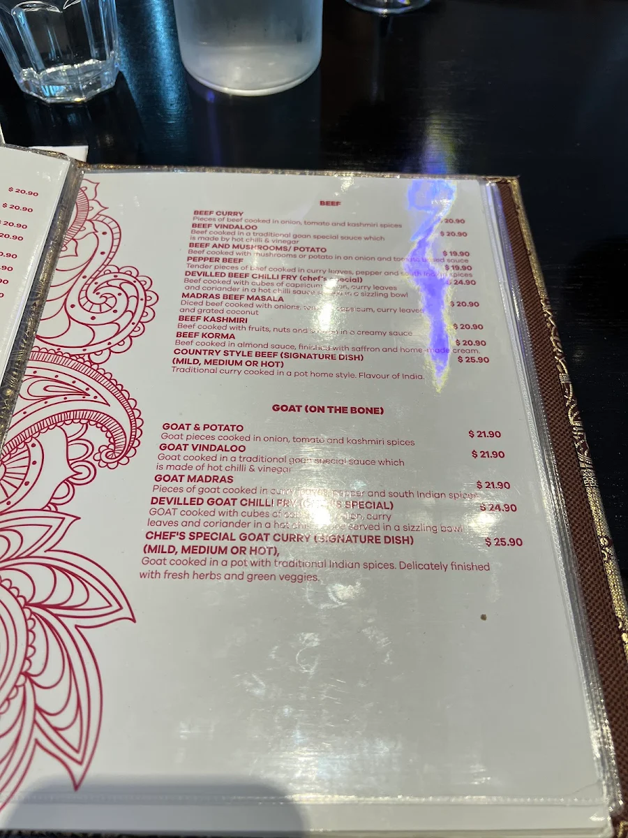 Menu, Monash Curry n Tandoor