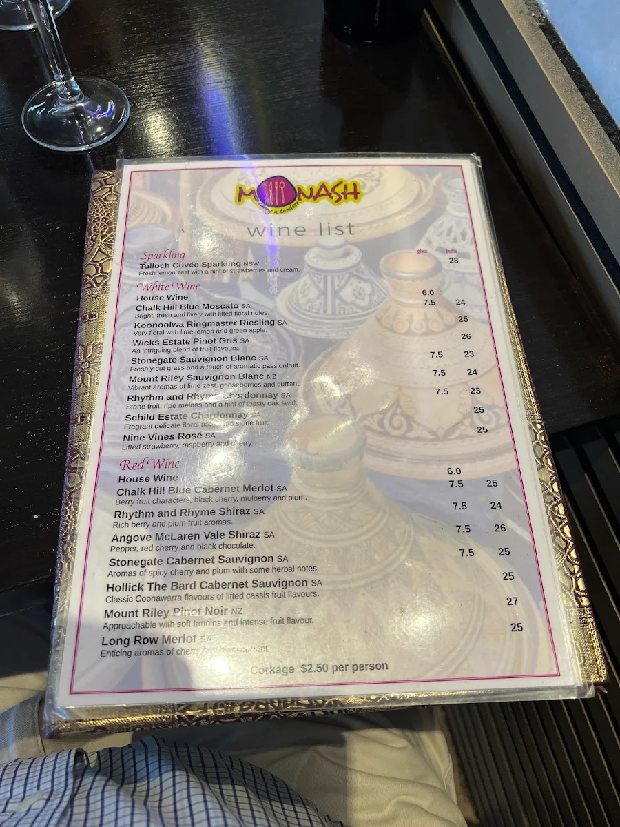 Menu, Monash Curry n Tandoor