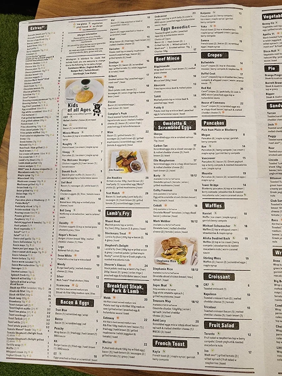 Menu, Cafe 63 Gatton