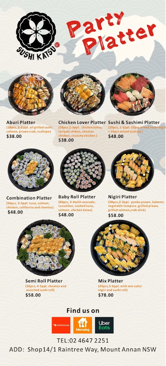 Menu, Sushi Katsu