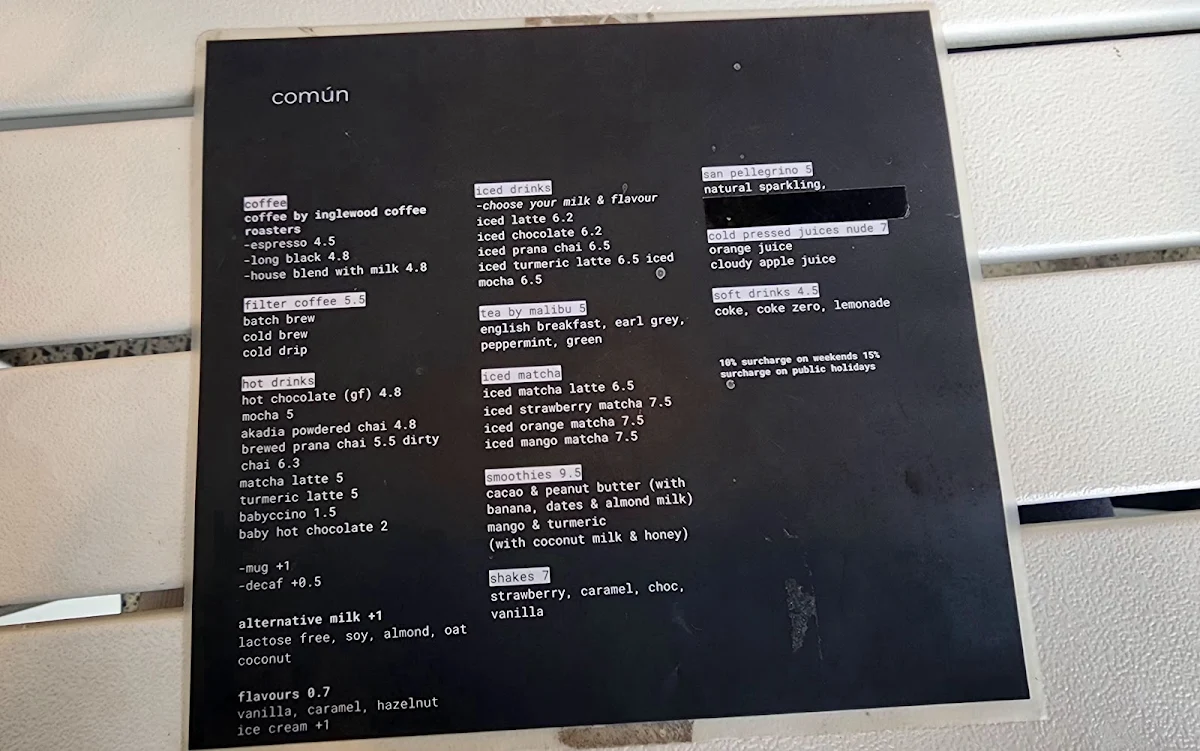 Menu, común glen