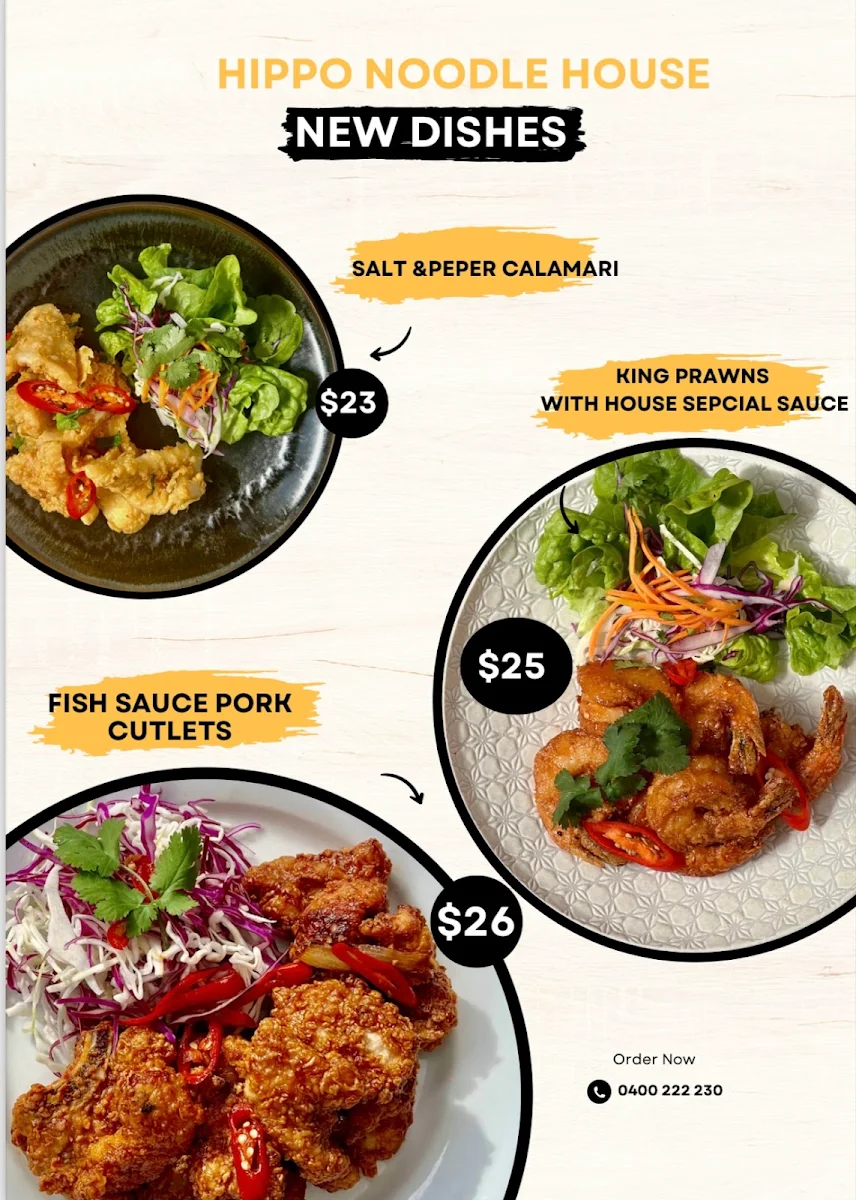 Menu, Hippo Noodle House