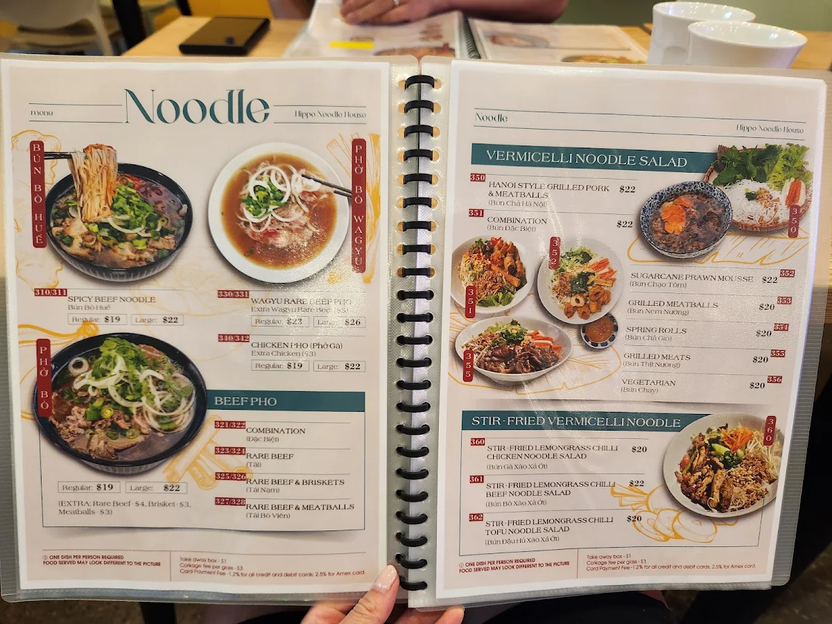 Menu, Hippo Noodle House