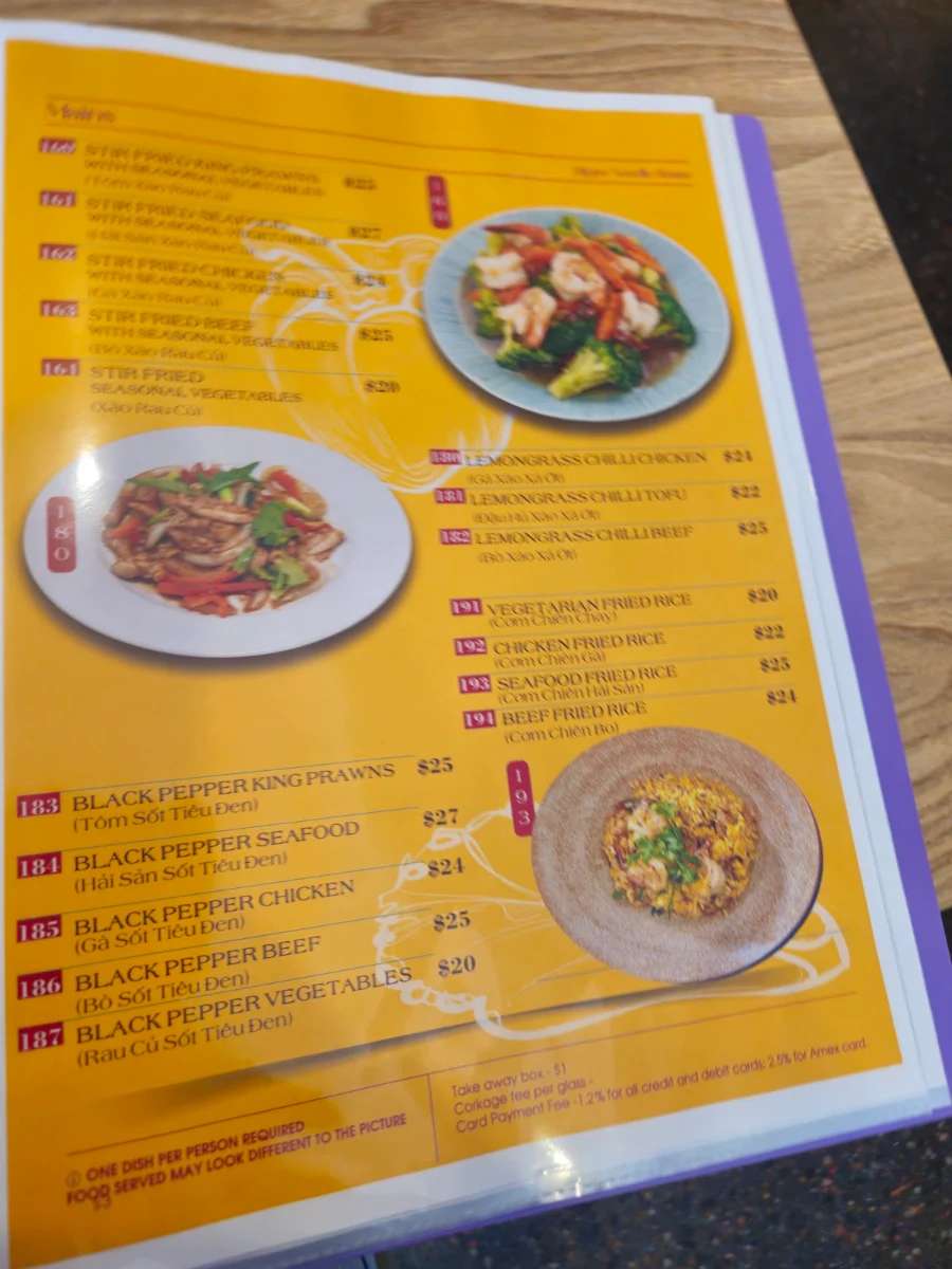 Menu, Hippo Noodle House