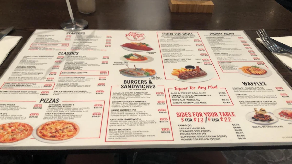 Menu, Windaroo Tavern