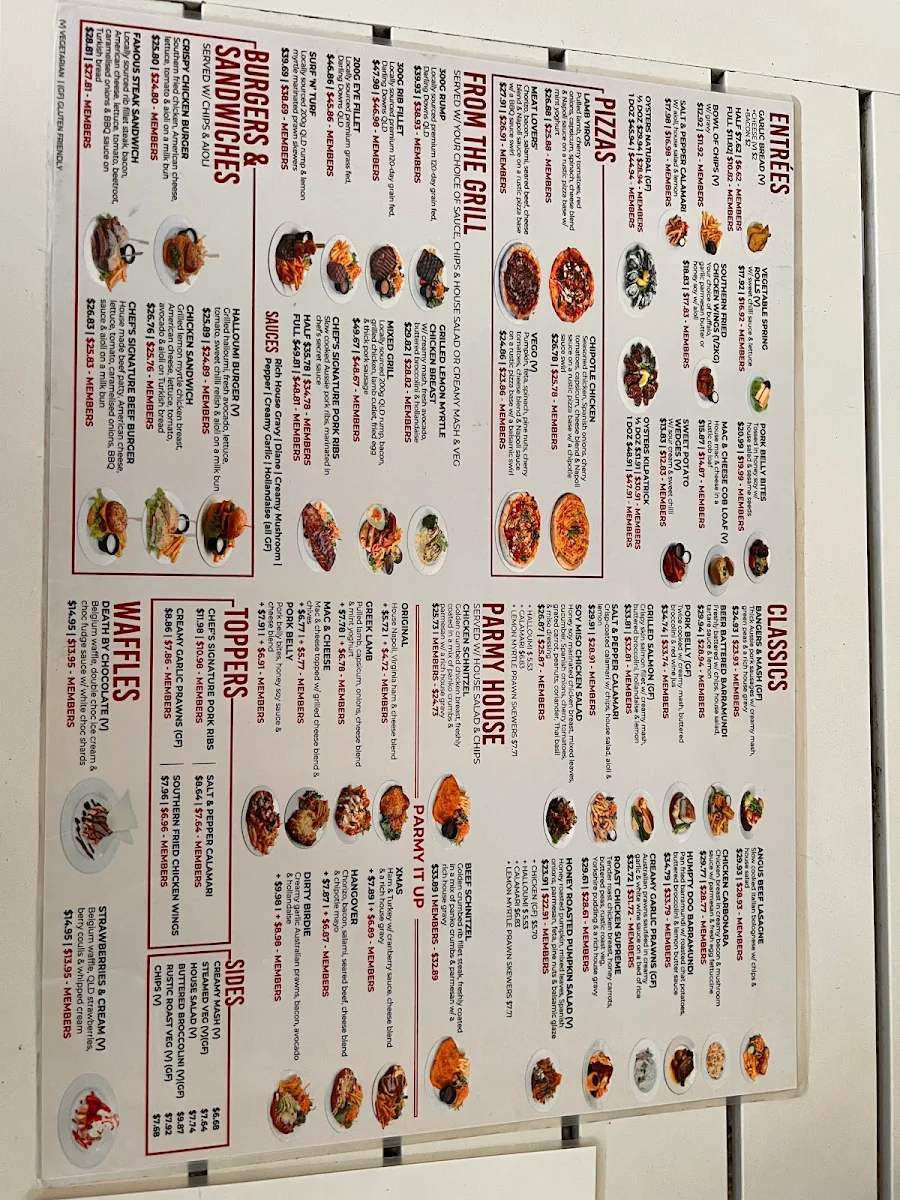 Menu, Windaroo Tavern