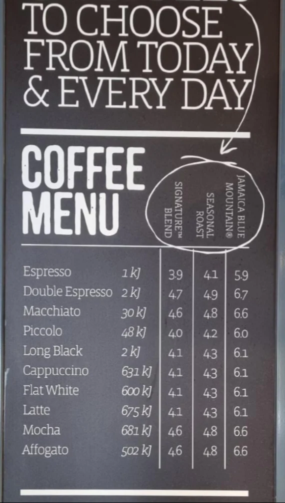 Menu, Jamaica Blue Willetton Southlands