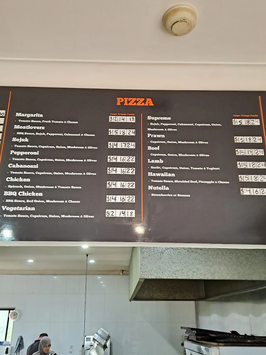 Menu, Munoochi Pizzeria