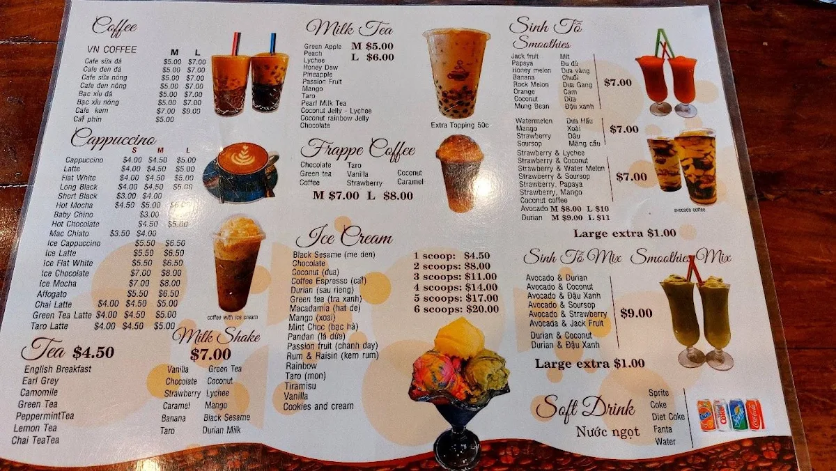 Menu, Vy Vy Garden Cafe