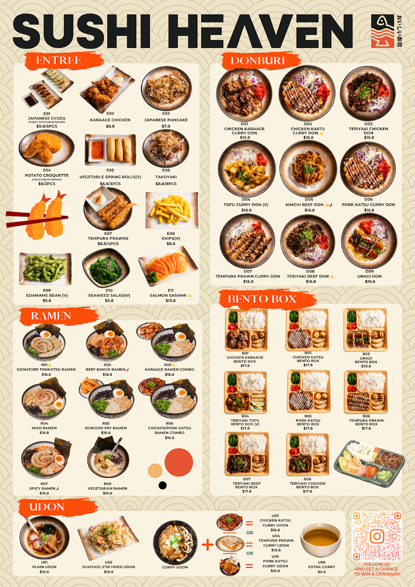 Menu, Sushi Heaven - Bellpost