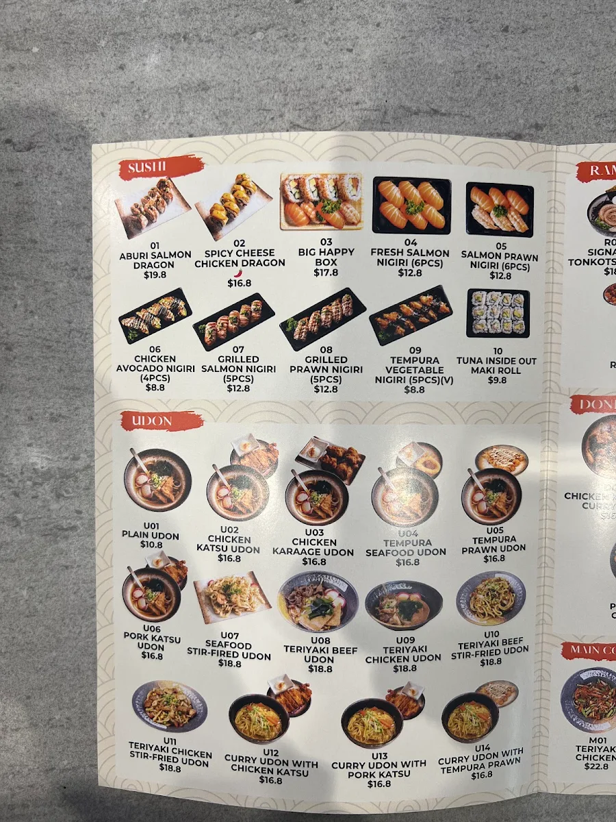 Menu, Sushi Heaven - Bellpost