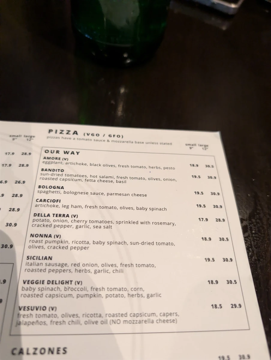 Menu, Topolino's