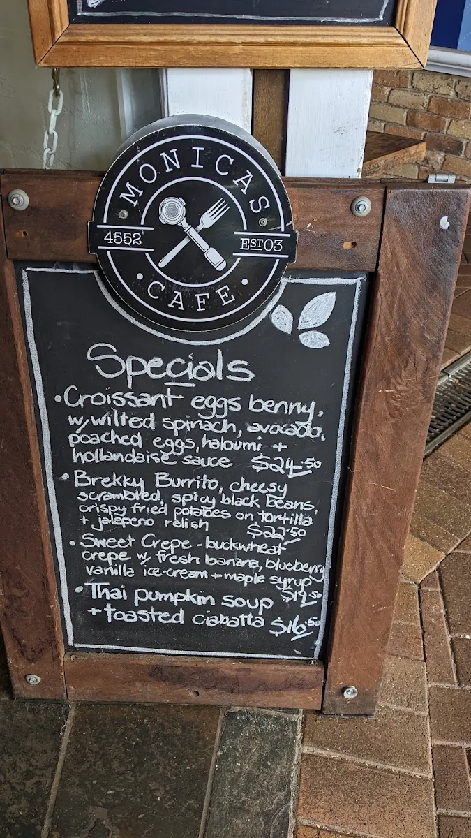 Menu, Monica's Cafe