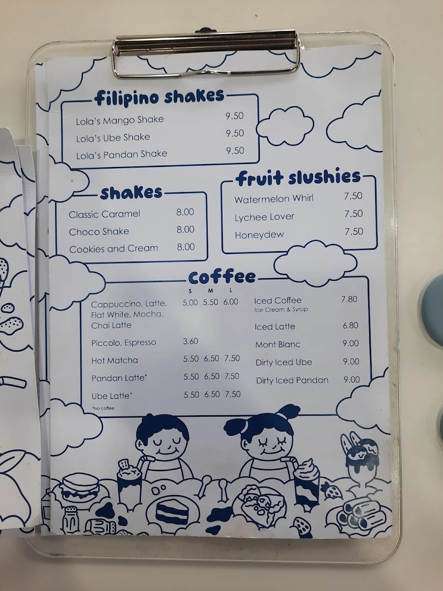 Menu, Lola's Coffee Bar