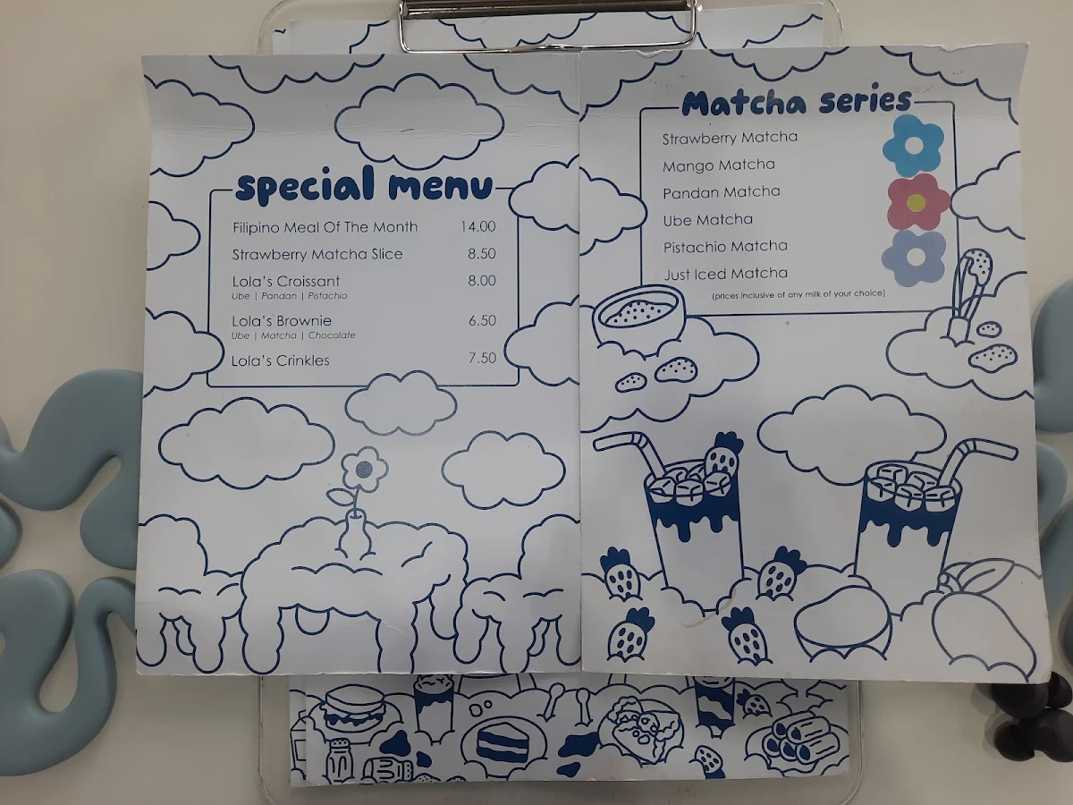Menu, Lola's Coffee Bar