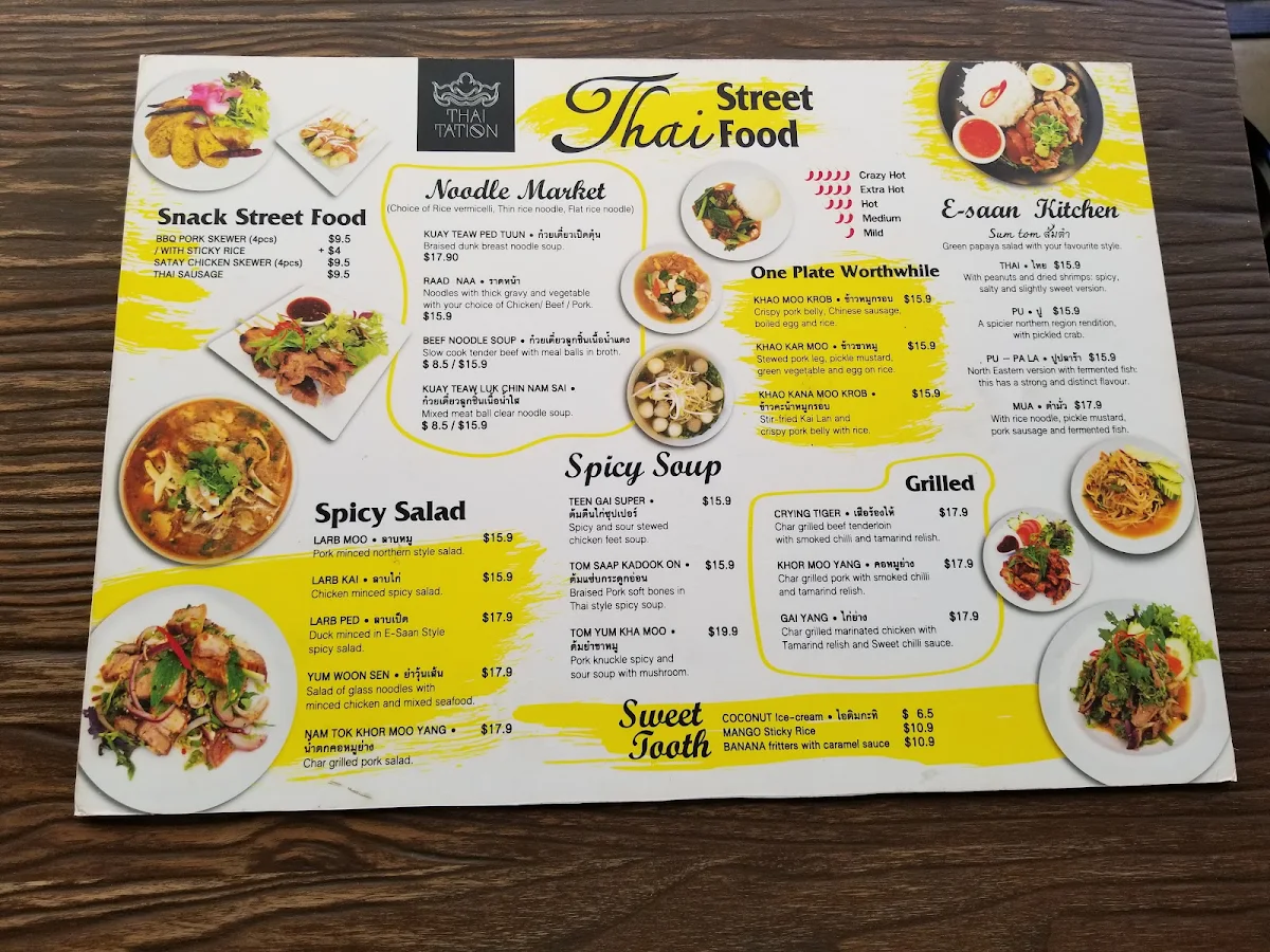 Menu, Thaitation Restaurant