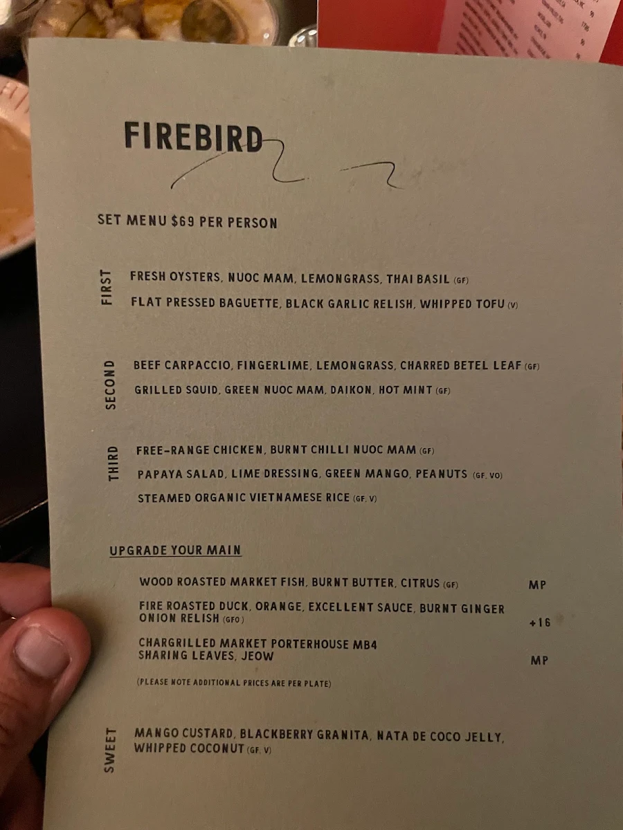Menu, Firebird