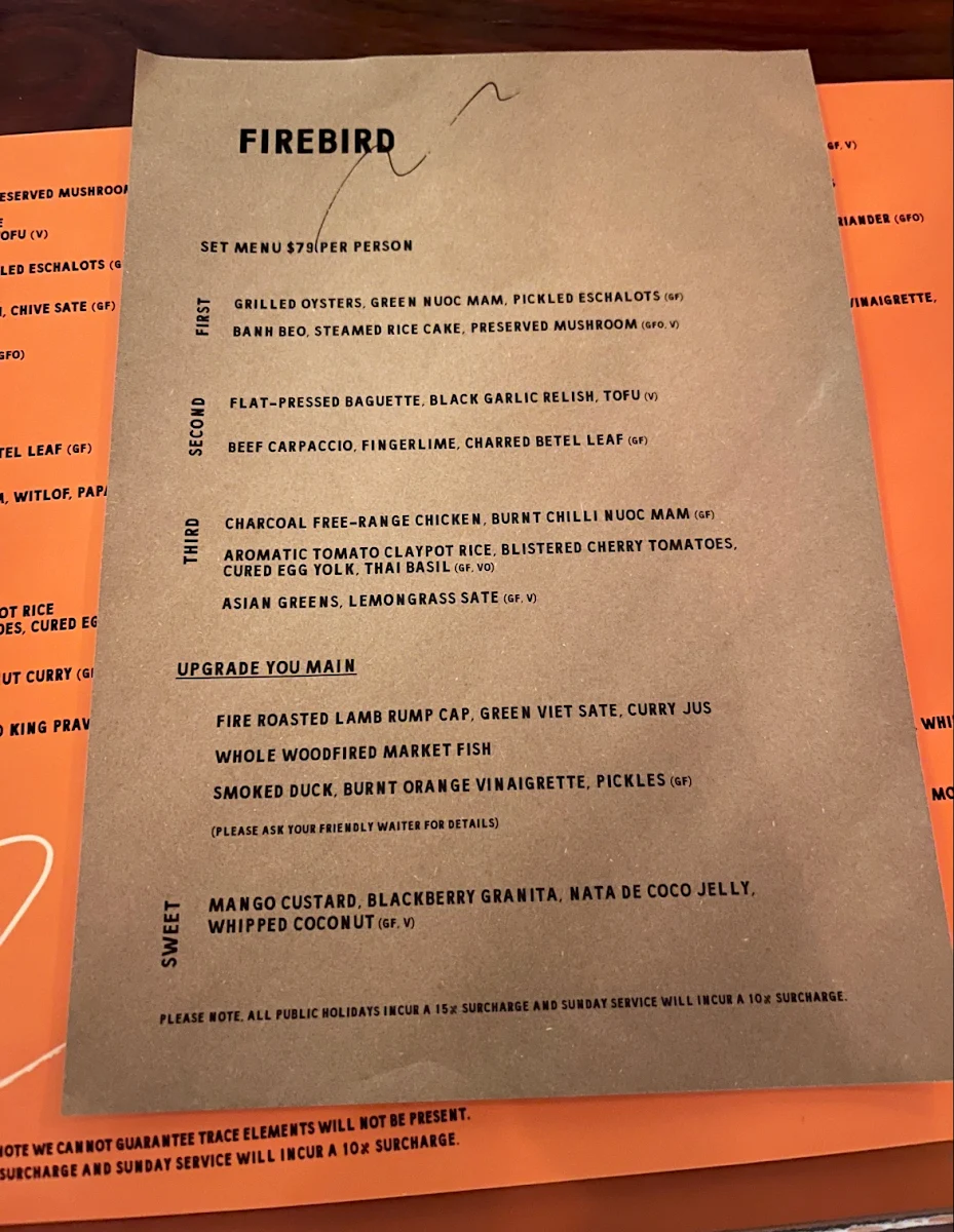Menu, Firebird