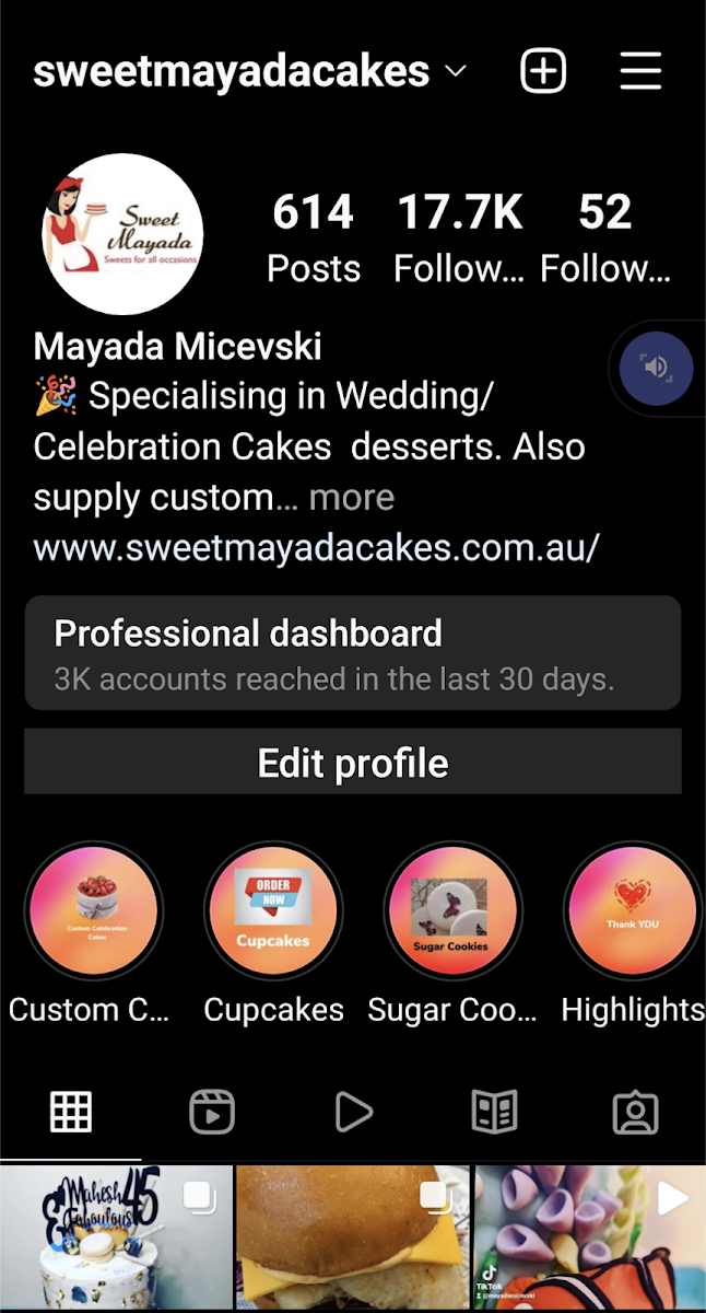 Menu, Sweet Mayada Cakes