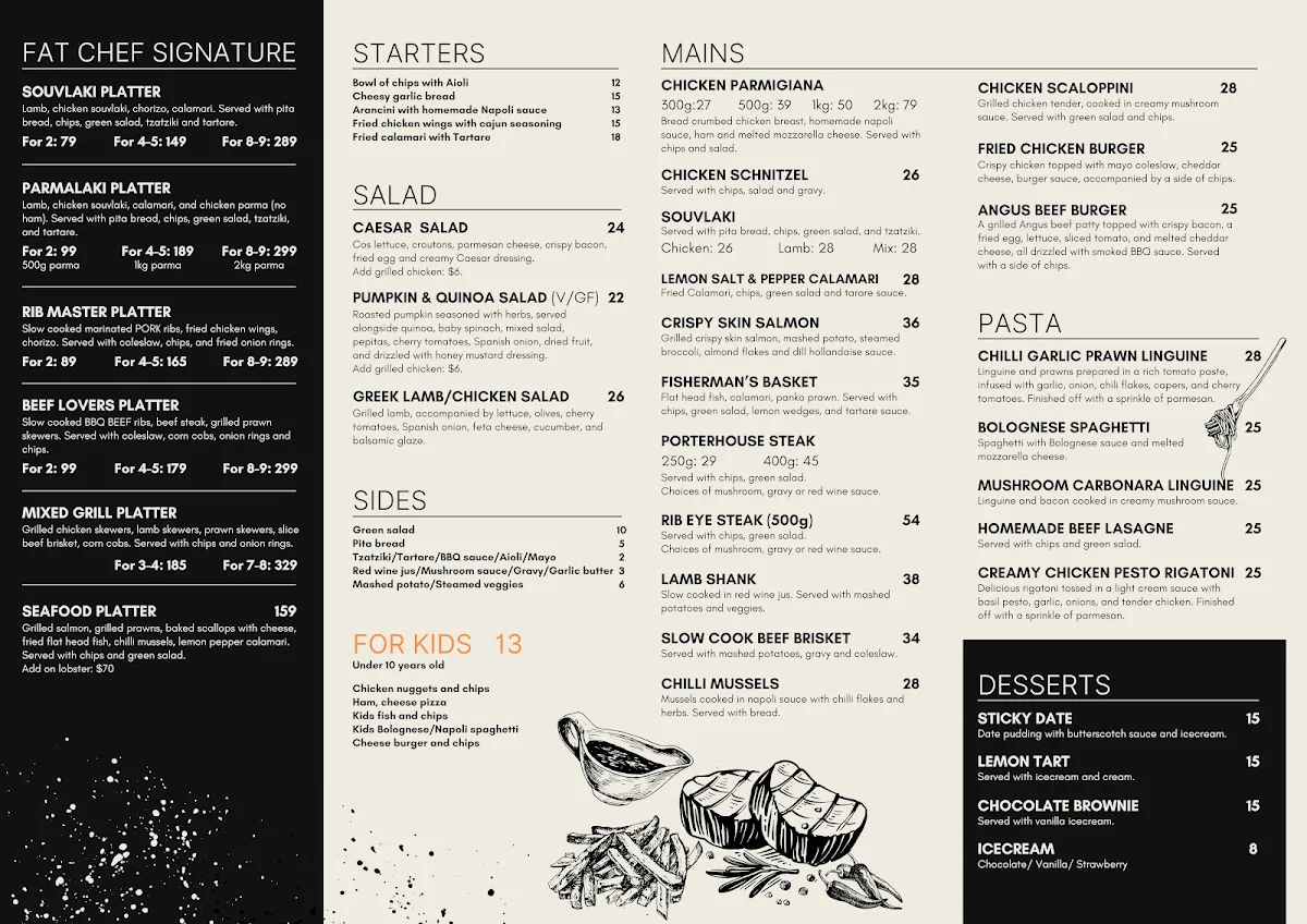 Menu, Fat Chef Ballarat