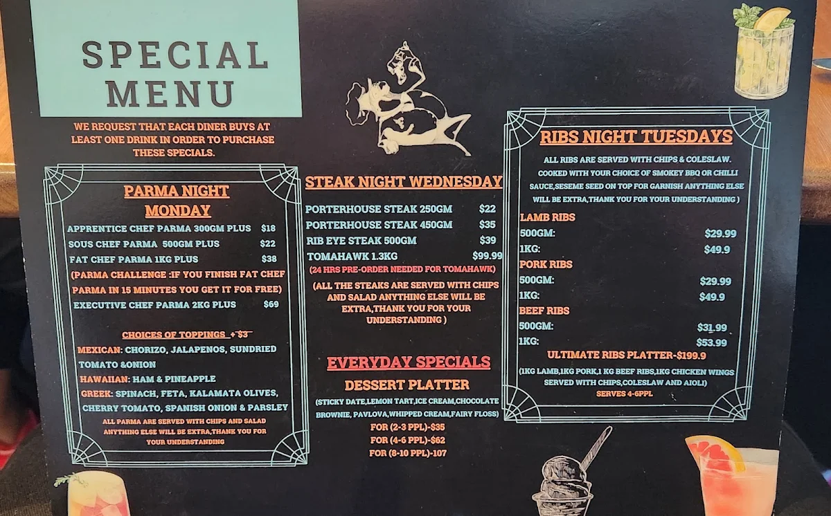 Menu, Fat Chef Ballarat