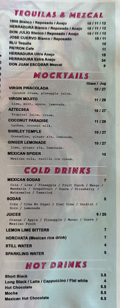 Menu, Rosa Mexicano Watergardens VIC | Mexican Restaurant in Taylors Lakes