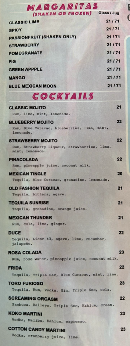 Menu, Rosa Mexicano Watergardens VIC | Mexican Restaurant in Taylors Lakes