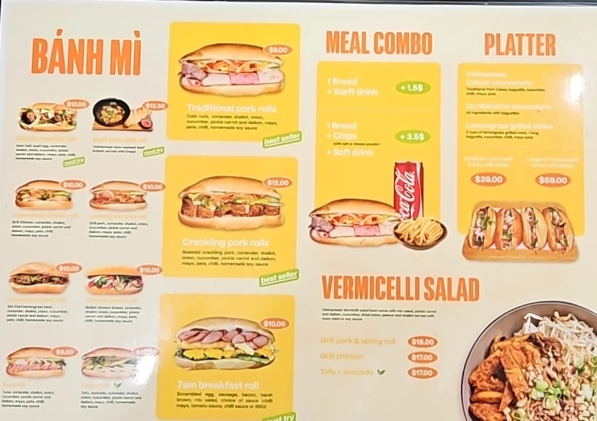 Menu, 7 Am Banh Mi & Coffee House