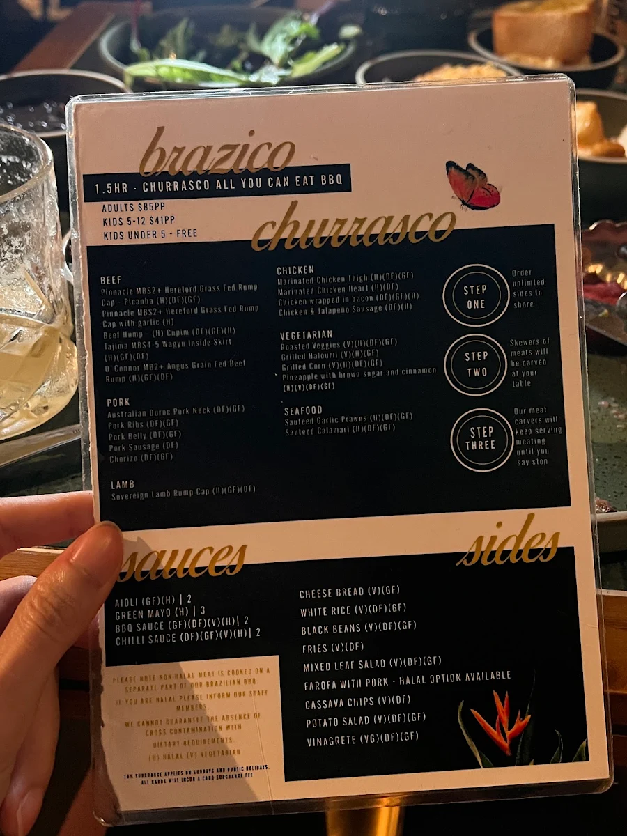 Menu, Brazico Brazilian Churrasco