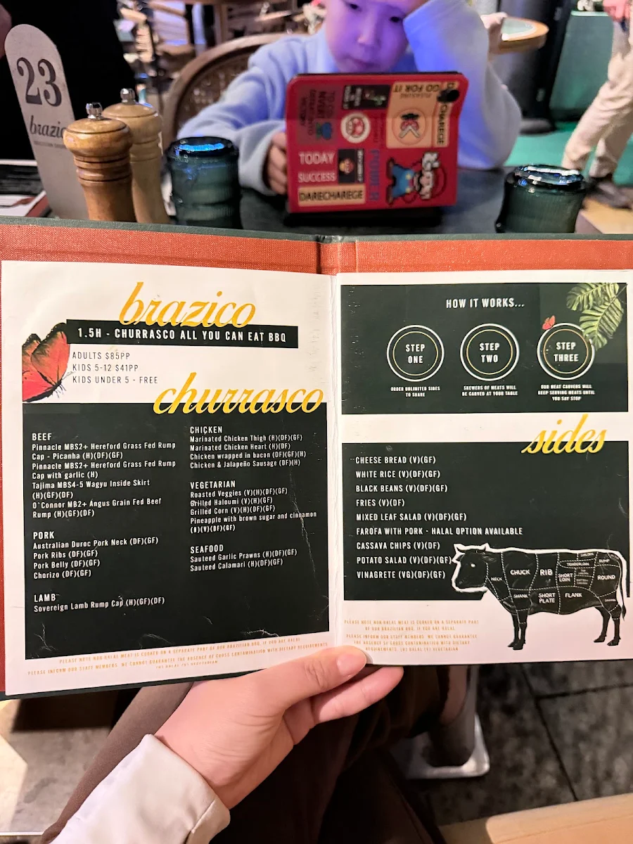 Menu, Brazico Brazilian Churrasco