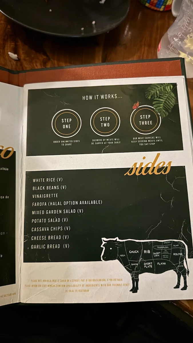 Menu, Brazico Brazilian Churrasco