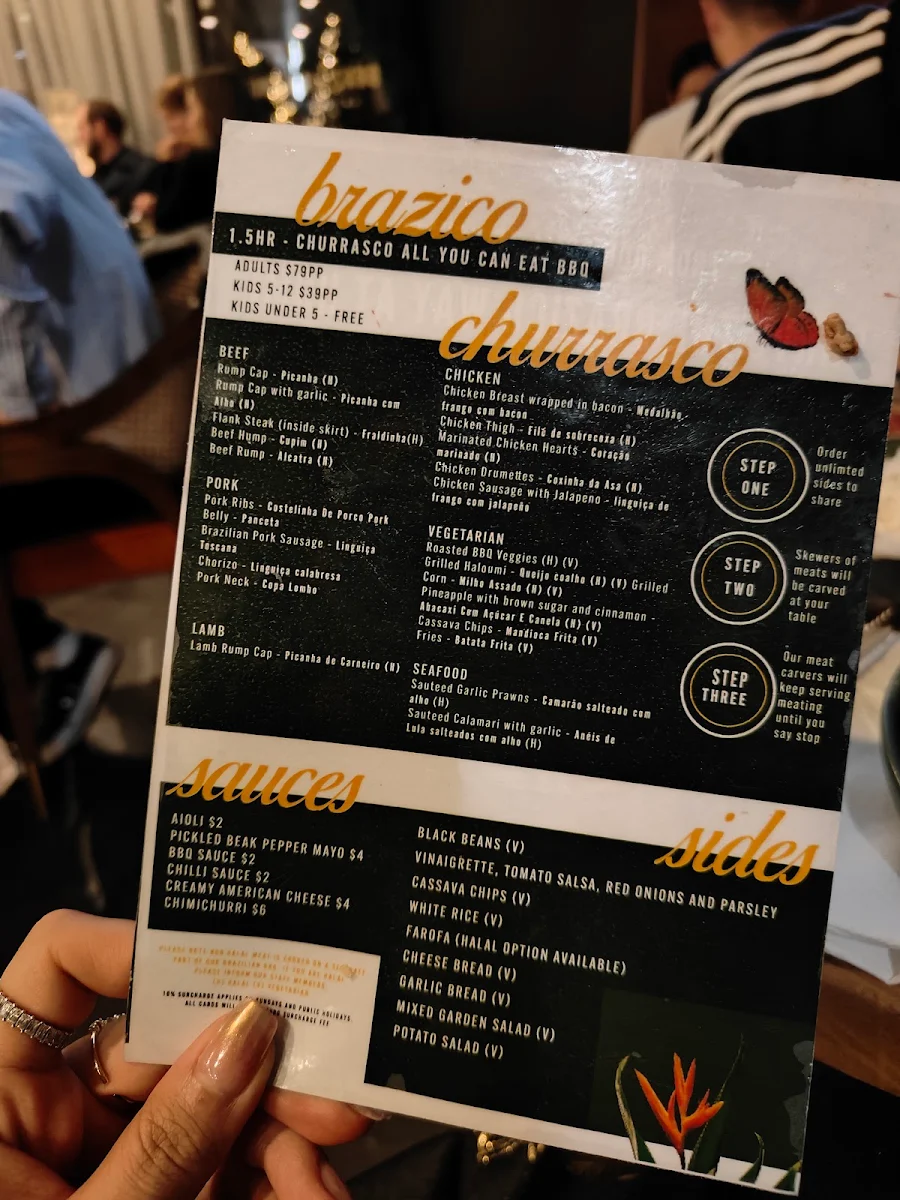 Menu, Brazico Brazilian Churrasco