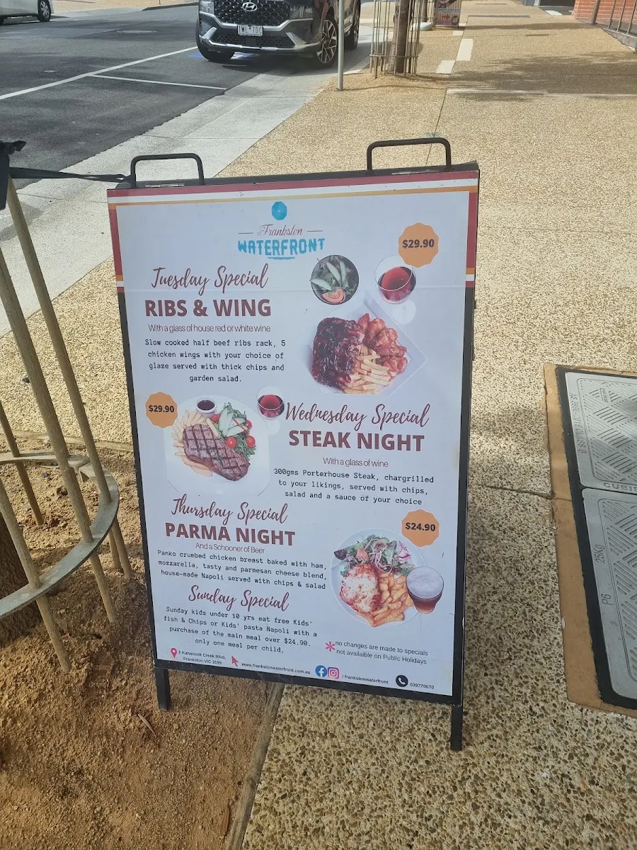 Menu, Frankston Waterfront Restaurant