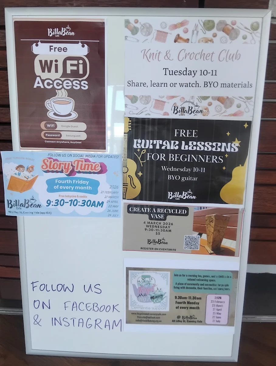 Menu, BillaBean Cafe