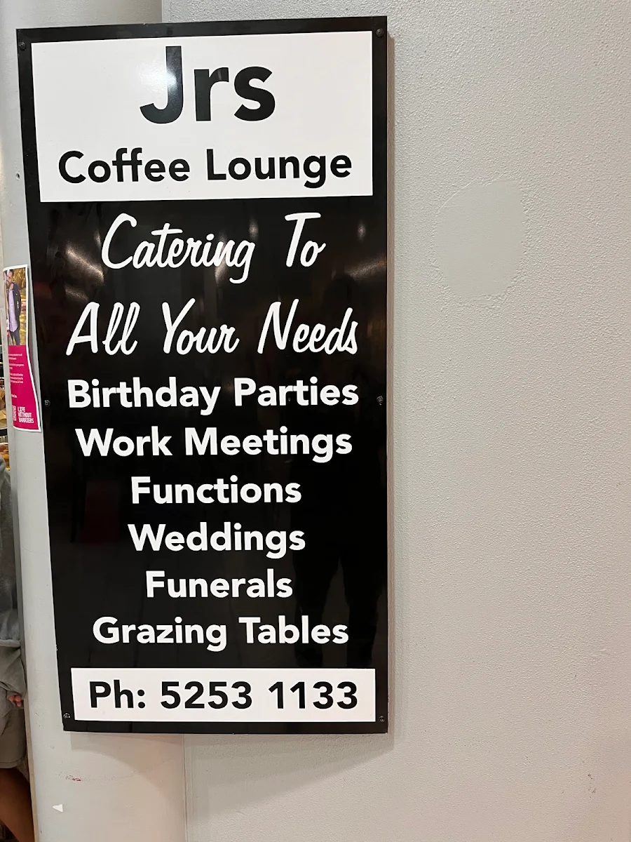 Menu, JR's Coffee Lounge