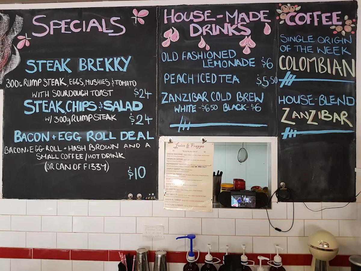 Menu, Sanctum Cafe
