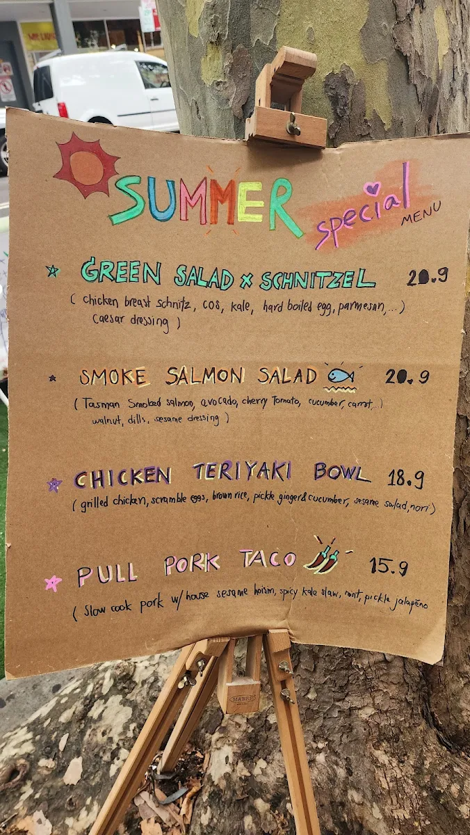 Menu, Glider Cafe