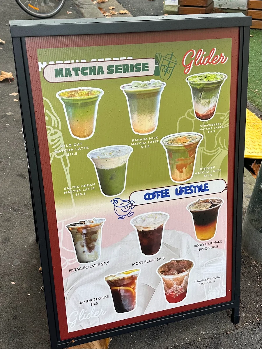Menu, Glider Cafe