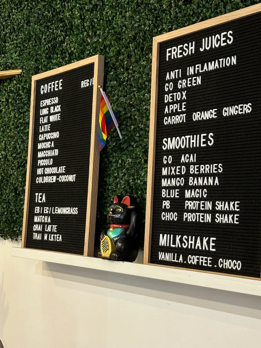 Menu, Glider Cafe