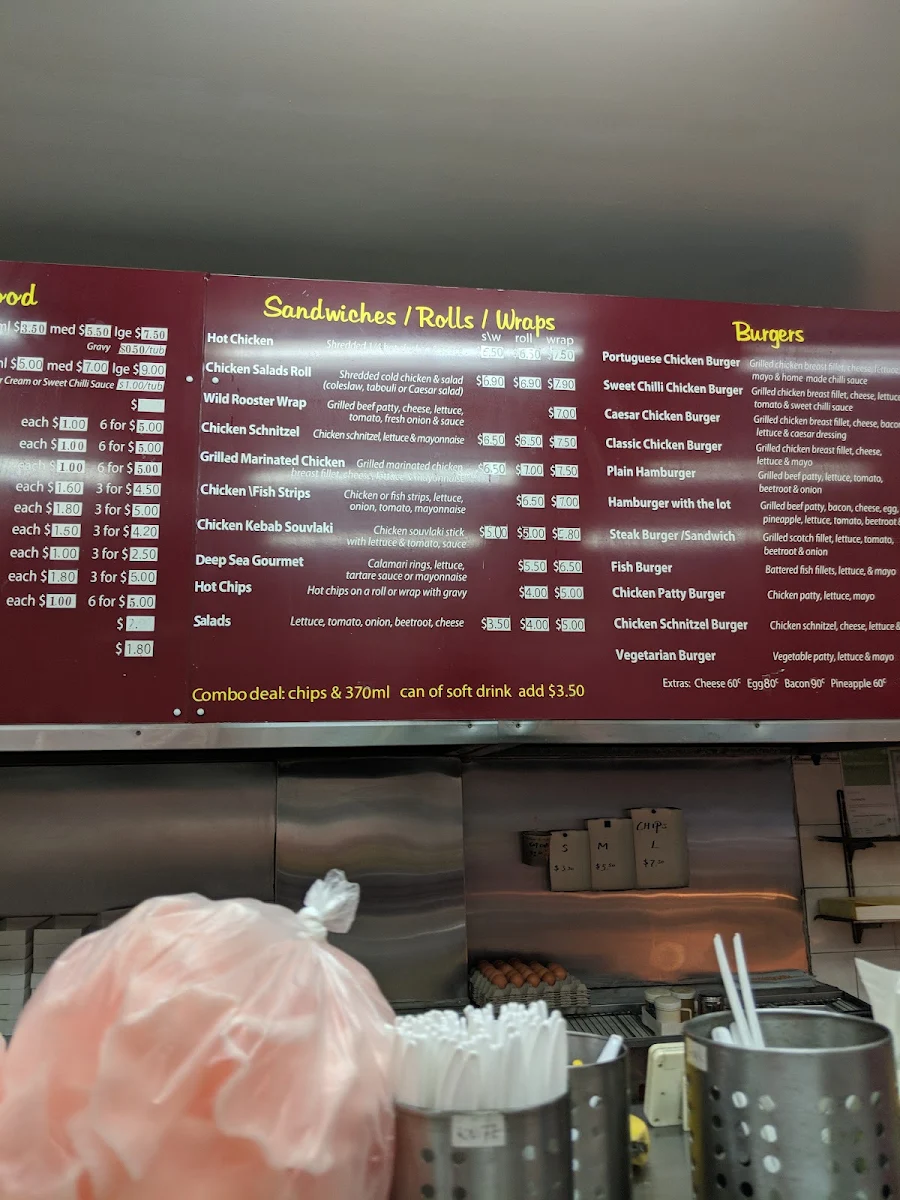 Menu, Wild Rooster Chicken Shop