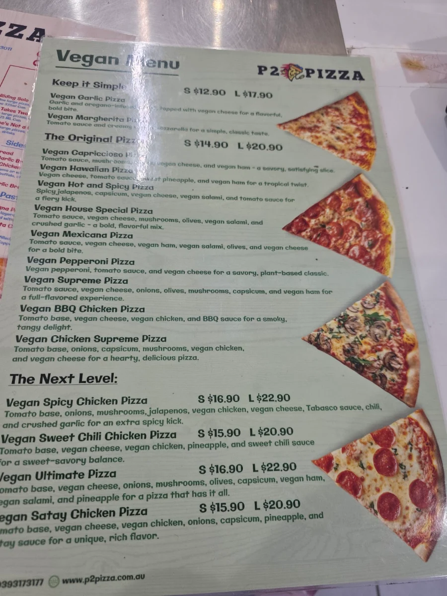 Menu, P2Pizza