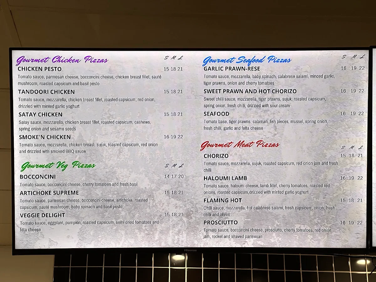 Menu, P2Pizza