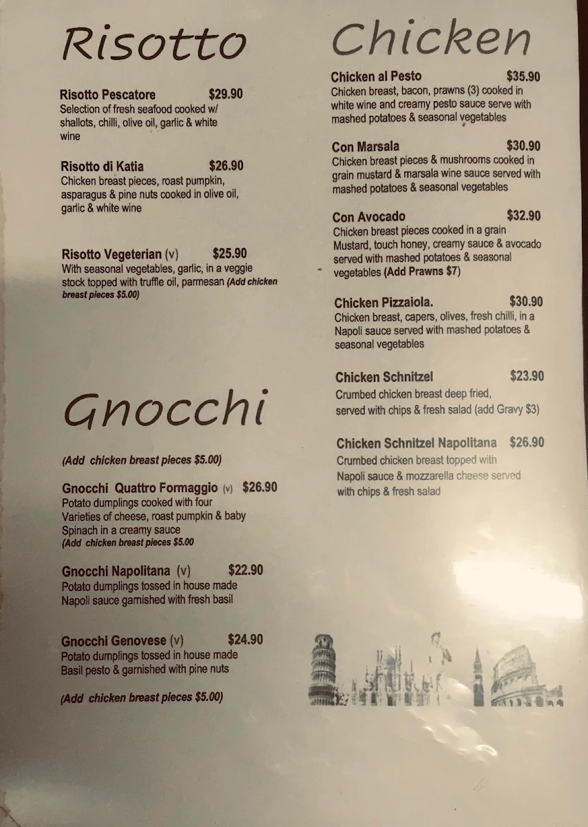 Menu, La Costa Restaurant